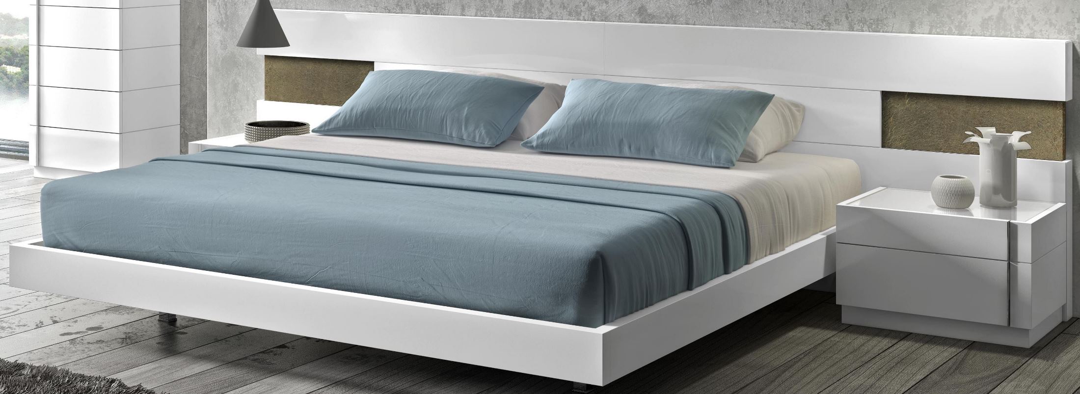 J M Amora Natural White Lacquer Queen Platform Bed Amora Natural White Lacquer Queen Platform Bed