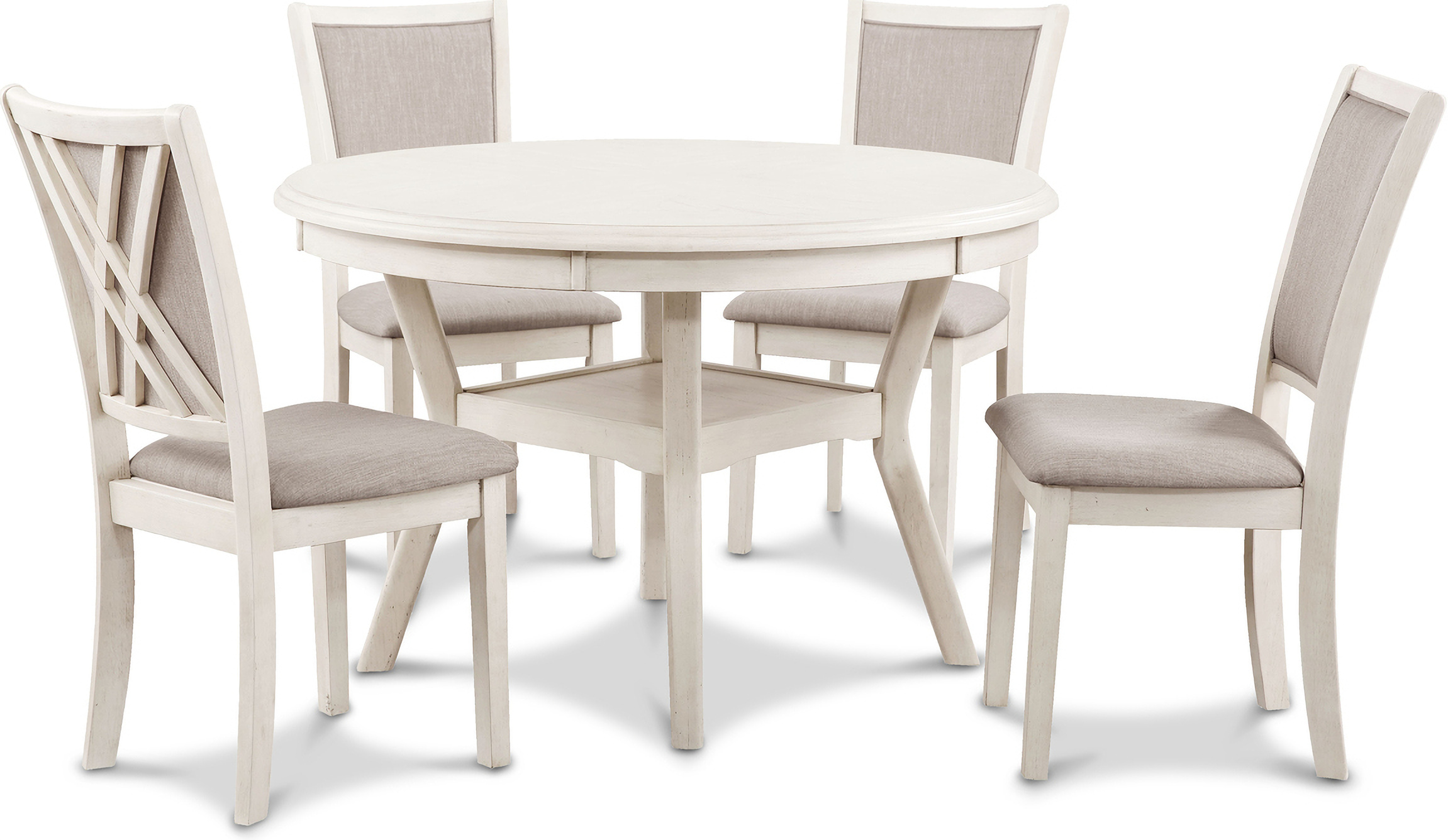 Amy 5 Piece Round Dining Room Set In Bisque by New Classic | 1StopBedrooms