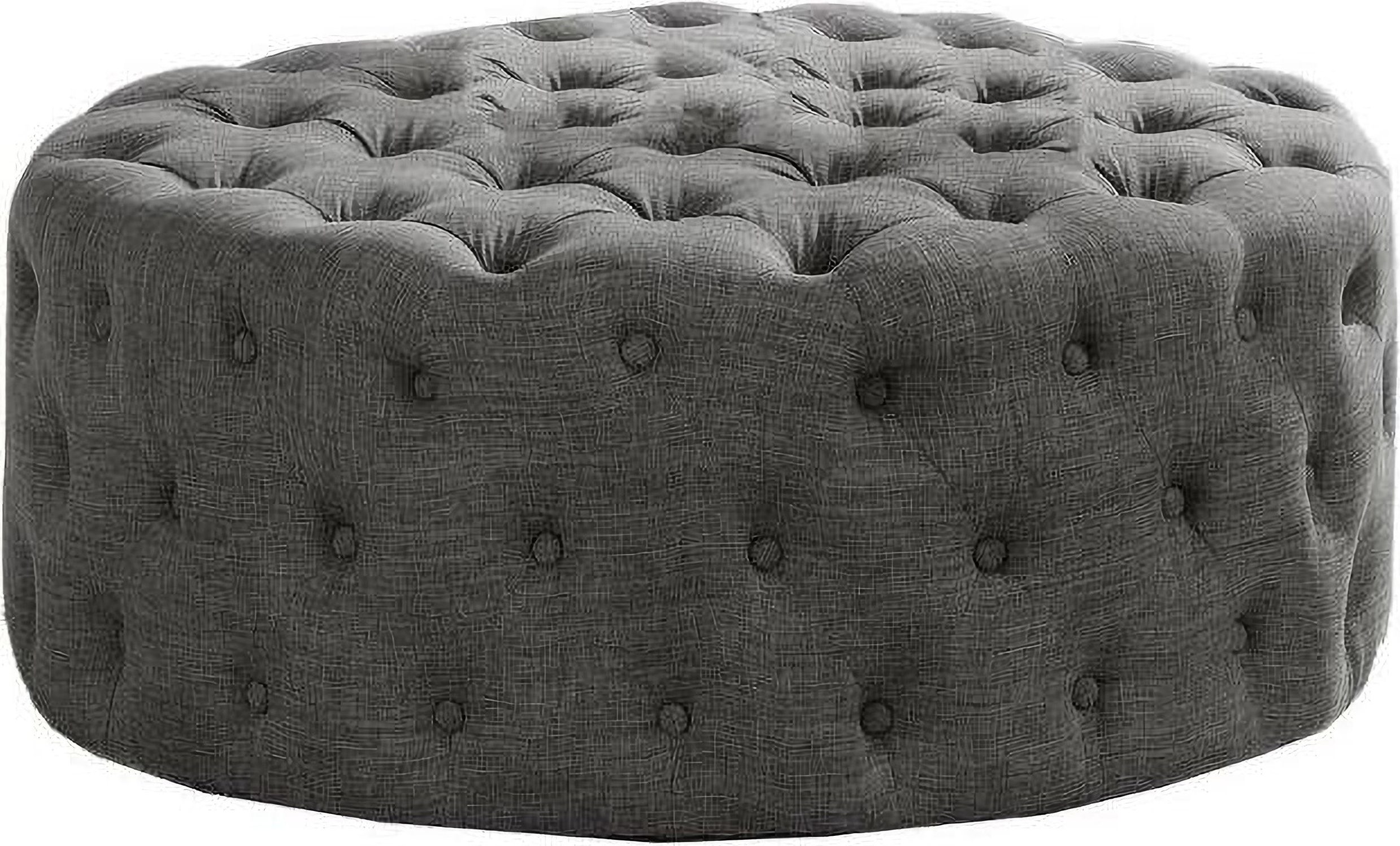 Anderson 40 Inch Round Linen Fabric Ottoman In Gray by Best Master ...