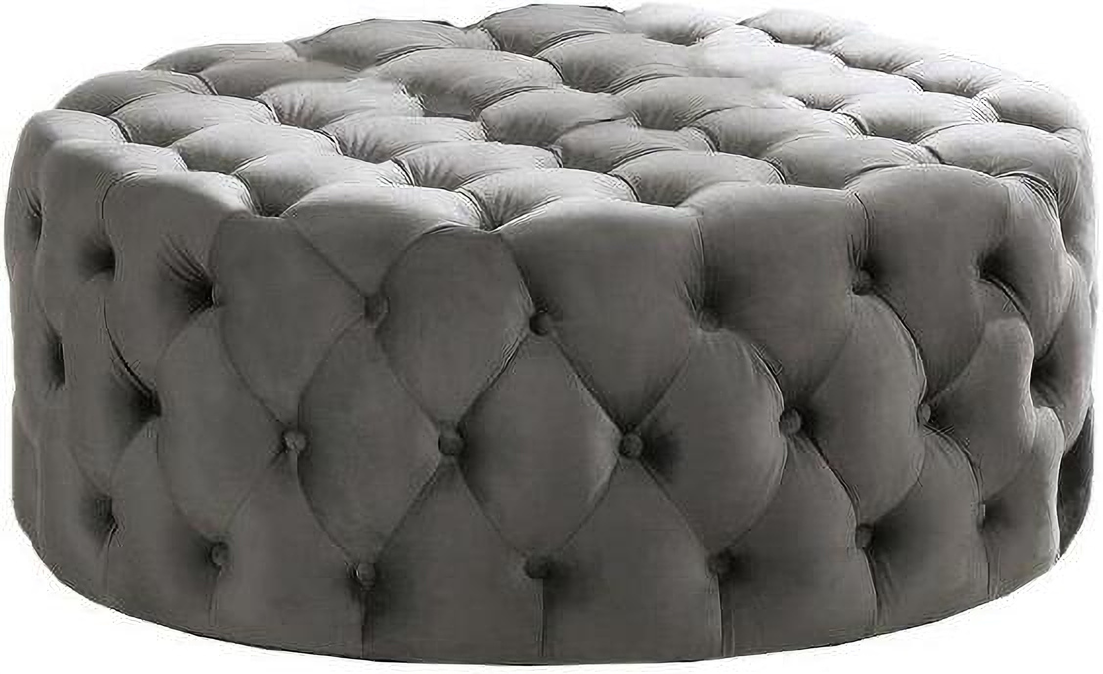 Anderson 40 Inch Round Velvet Fabric Ottoman In Gray by Best Master ...