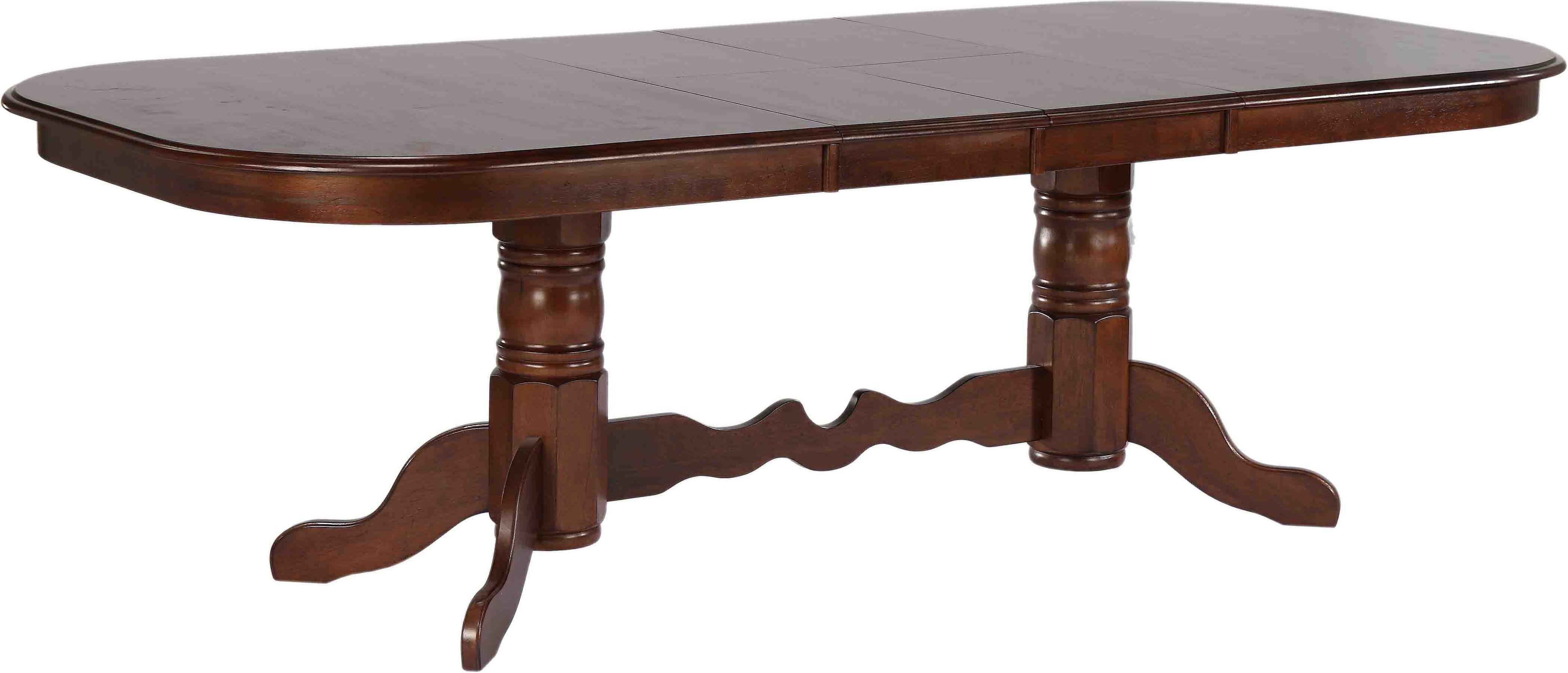 Andrews Chestnut Brown Double Pedestal Extendable Dining Table by