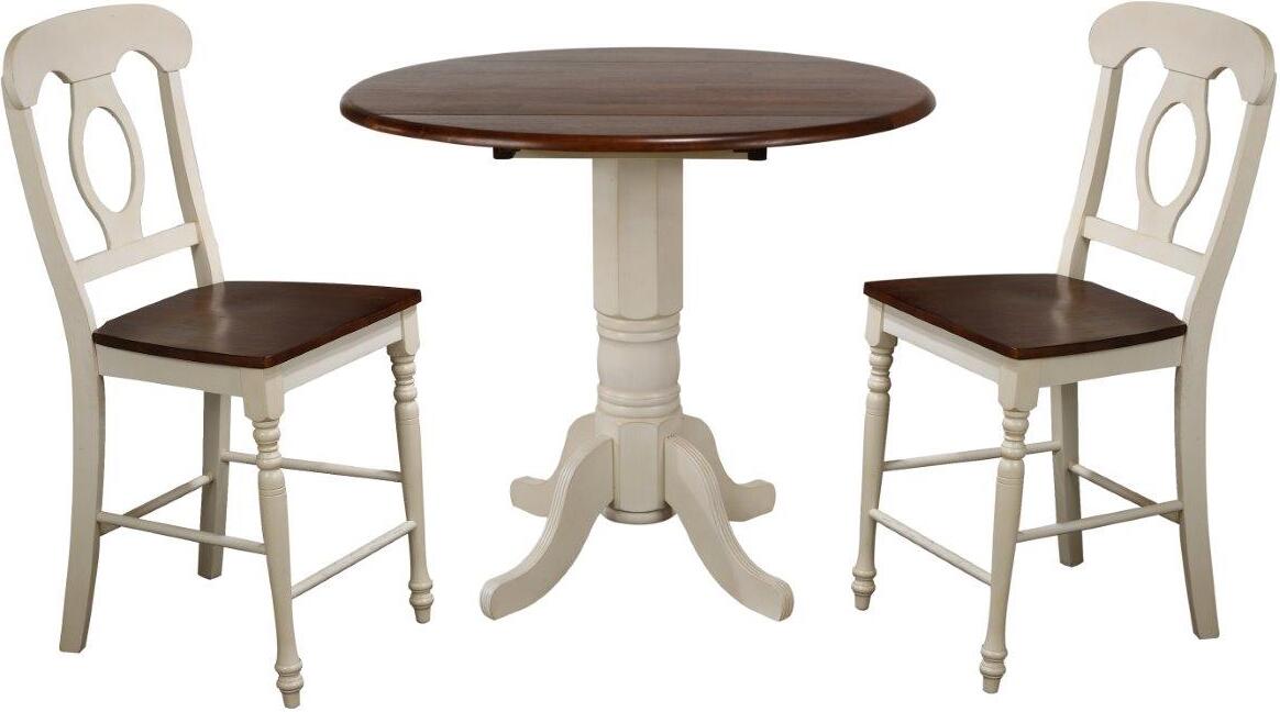 Andrews Napoleon Stools 3 Piece 42 Inch Round Drop Leaf Pub Table Set 1stopbedrooms