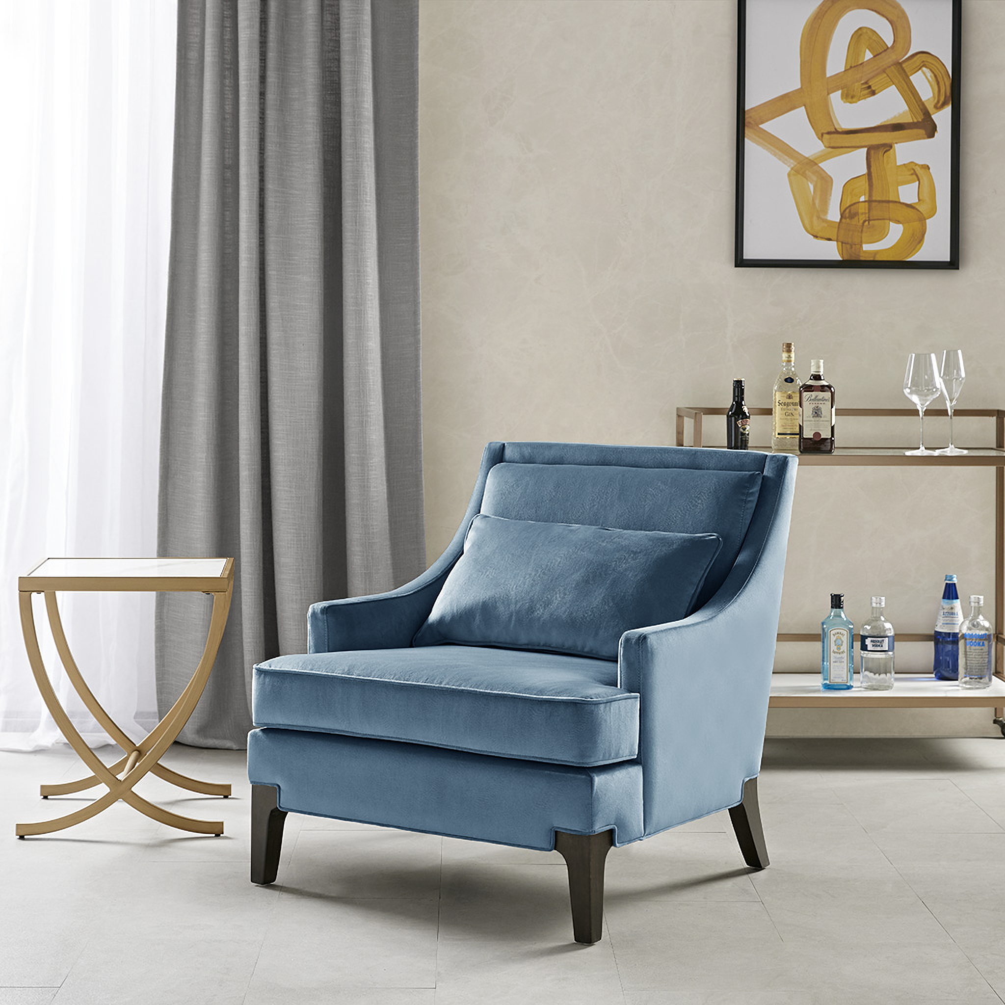 椅子 Anna Anna Arm Accent Chair In Blue by Martha Stewart | 1StopBedrooms