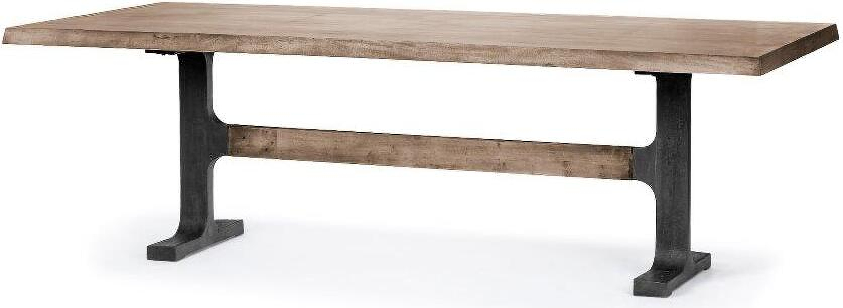 96X42 Rectangular Brown Solid Wood Top With Black Metal Base Dining Table 96X42 Rectangular Brown Solid Wood Top With Black Metal Base Dining Table