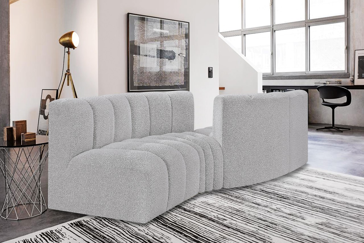 Arc Boucle Fabric 4 Piece Modular Sofa In Grey by Meridian | 1StopBedrooms