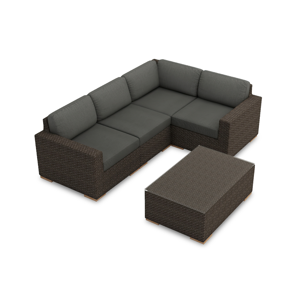 Arden 5 Piece Sectional Set In Canvas Charcoal and Chestnut by Harmonia