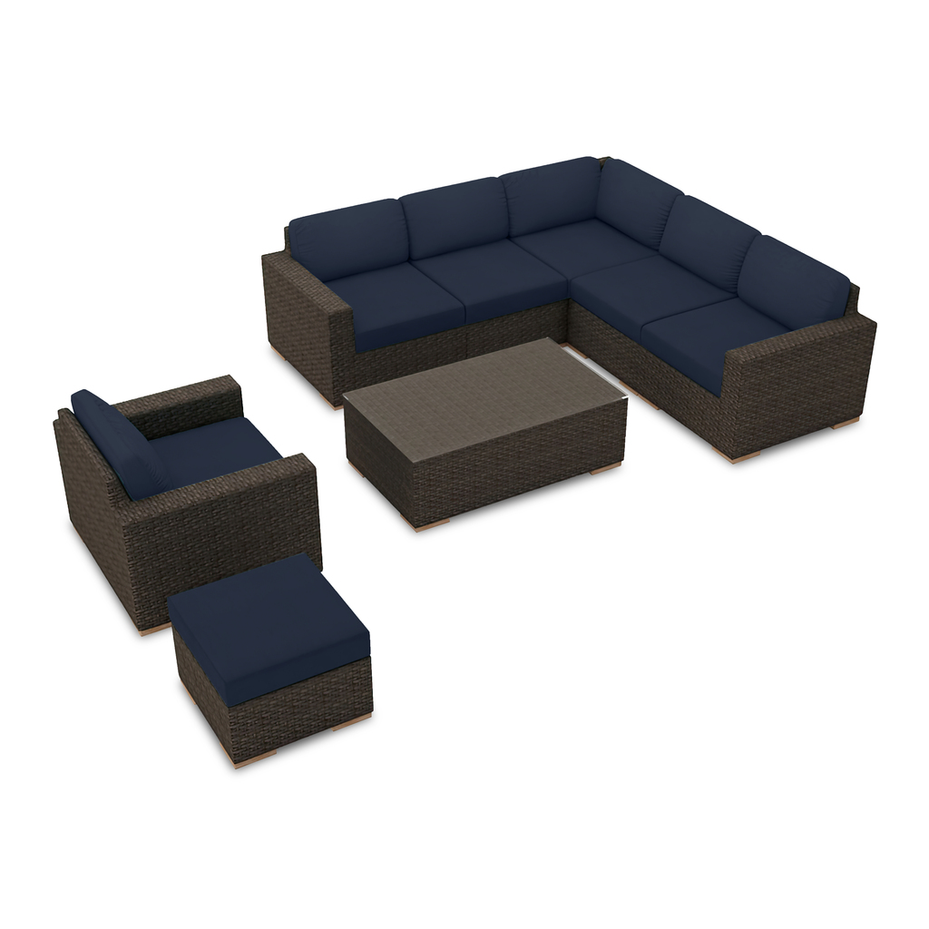 Arden 8 Piece Sectional Set In Spectrum Indigo and Chestnut by Harmonia