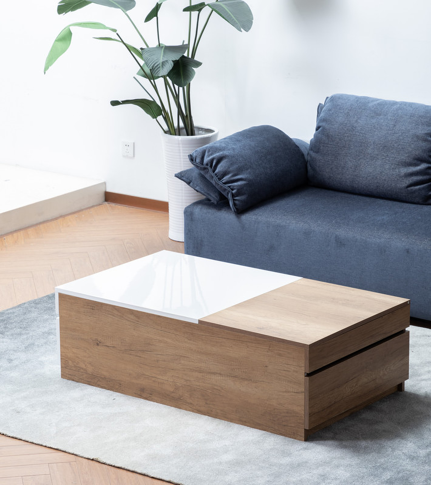 Arlo coffee table with outlet storage