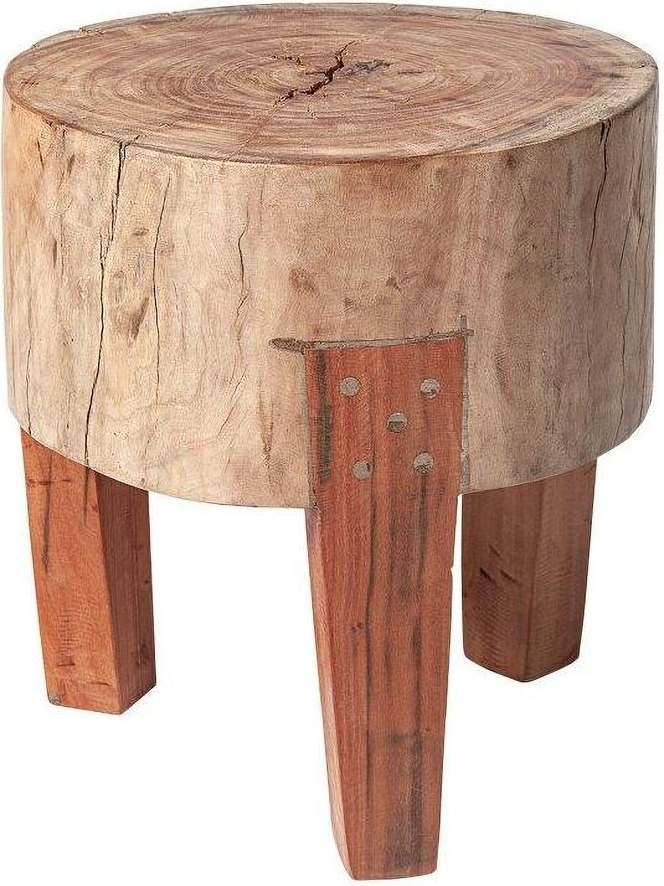Asco 15 Inch Rustic Solid Reclaimed Wood Stool by Mercana