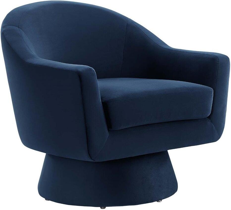 Astral Performance Velvet Fabric And Wood Swivel Chair In Midnight Blue by  Modway