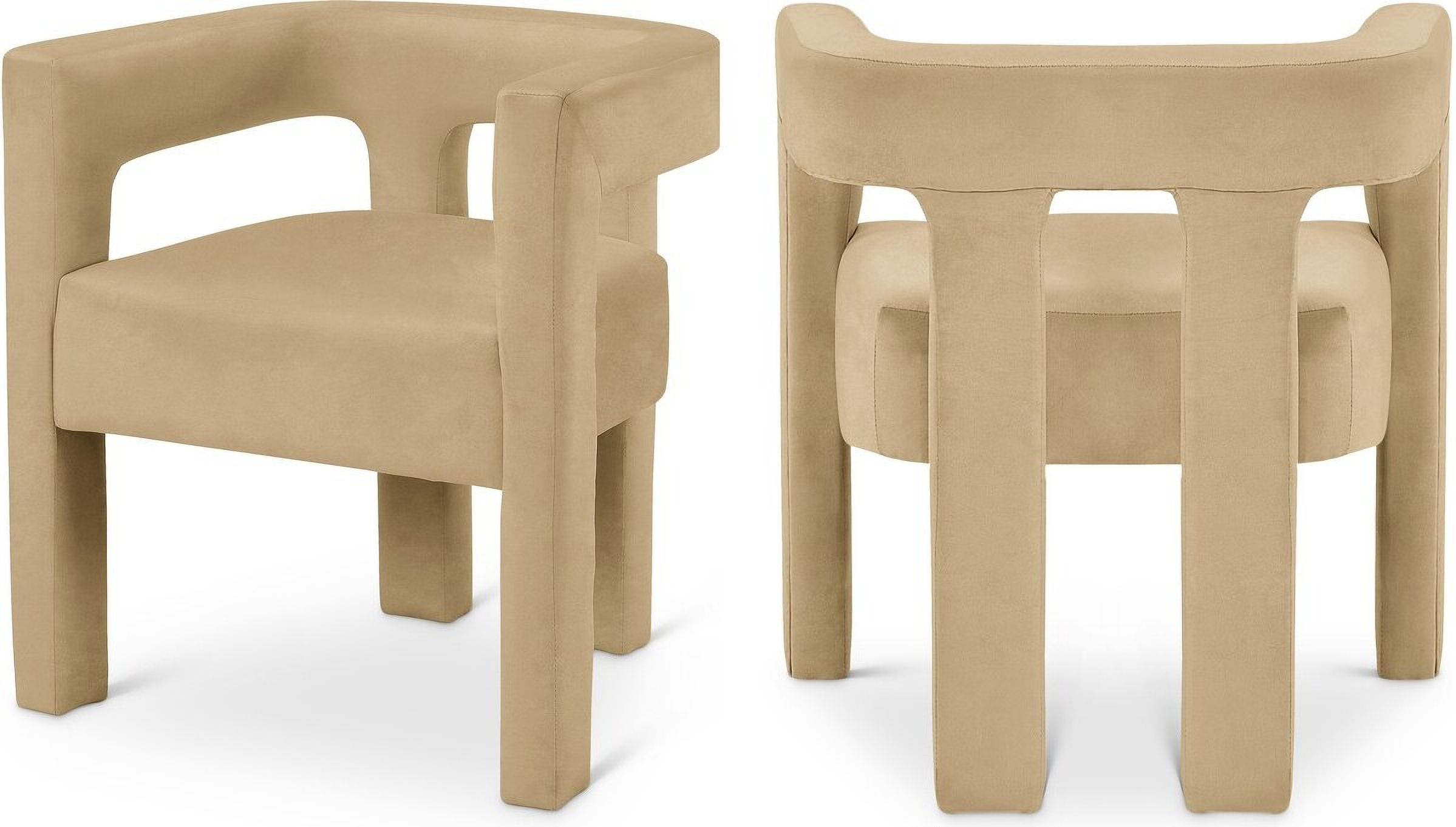 Athena Velvet Dining Chair In Camel by Meridian 1StopBedrooms