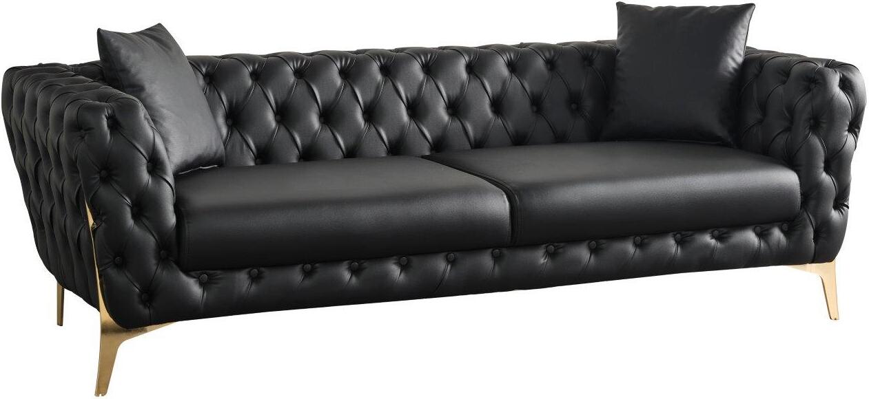 Aurora Black Faux Leather Sofa By