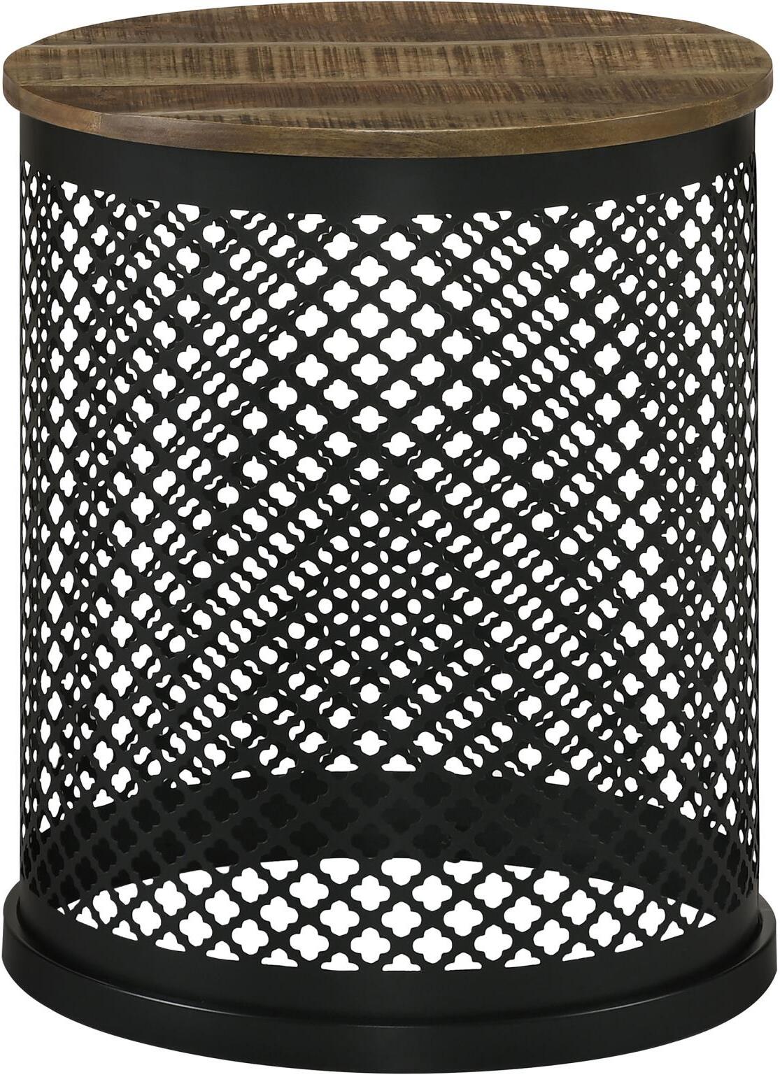 Aurora Round Accent Table with Drum Base Natural and Black by Coaster | 1StopBedrooms