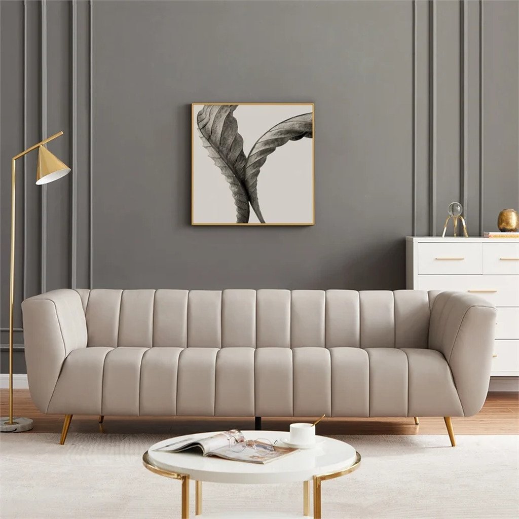 Ava Grey Leather Sofa By Ashcroft