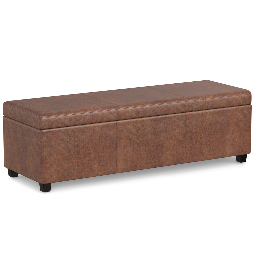 Avalon Vegan Faux Leather Extra Large Storage Ottoman Bench In ...