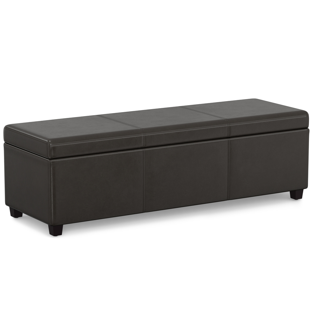 Avalon Vegan Faux Leather Extra Large Storage Ottoman Bench In Tanners ...
