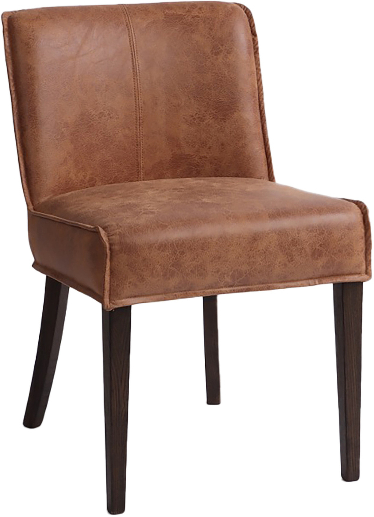 Avery Dining Chair In Tan Leather with Matte Brown Legs  Set of 2