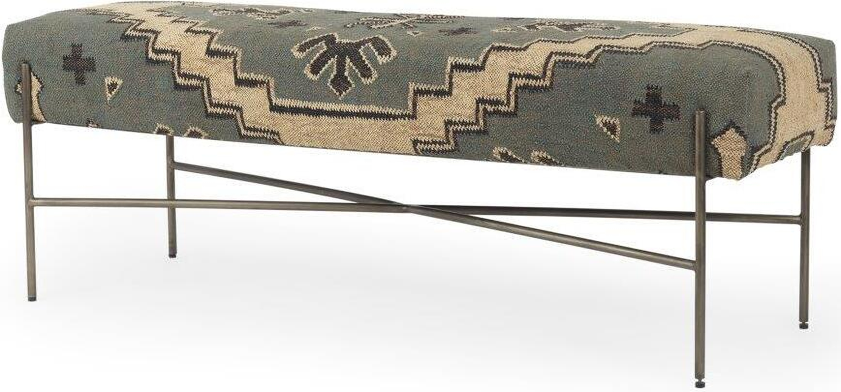 Avery I Multi Colored Upholstered Patterned Seat Accent Bench by