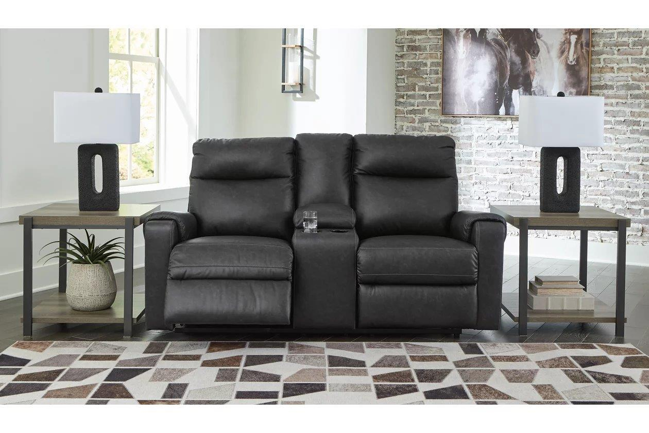 Axtellton Power Reclining Loveseat with Console - Carbon Axtellton Power Reclining Loveseat with Console - Carbon