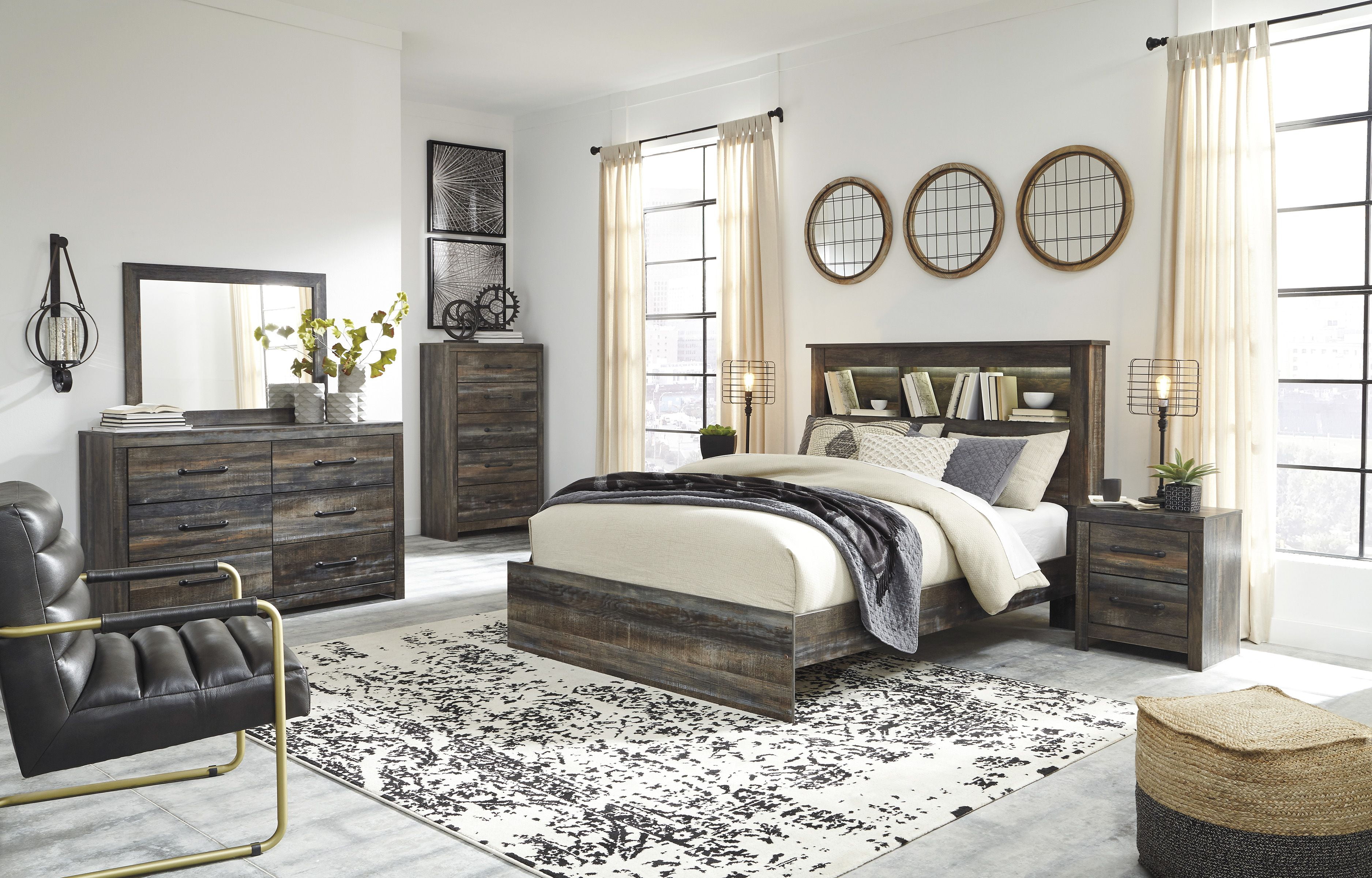 Drystan Multi Bookcase Panel Bedroom Set - 1StopBedrooms.