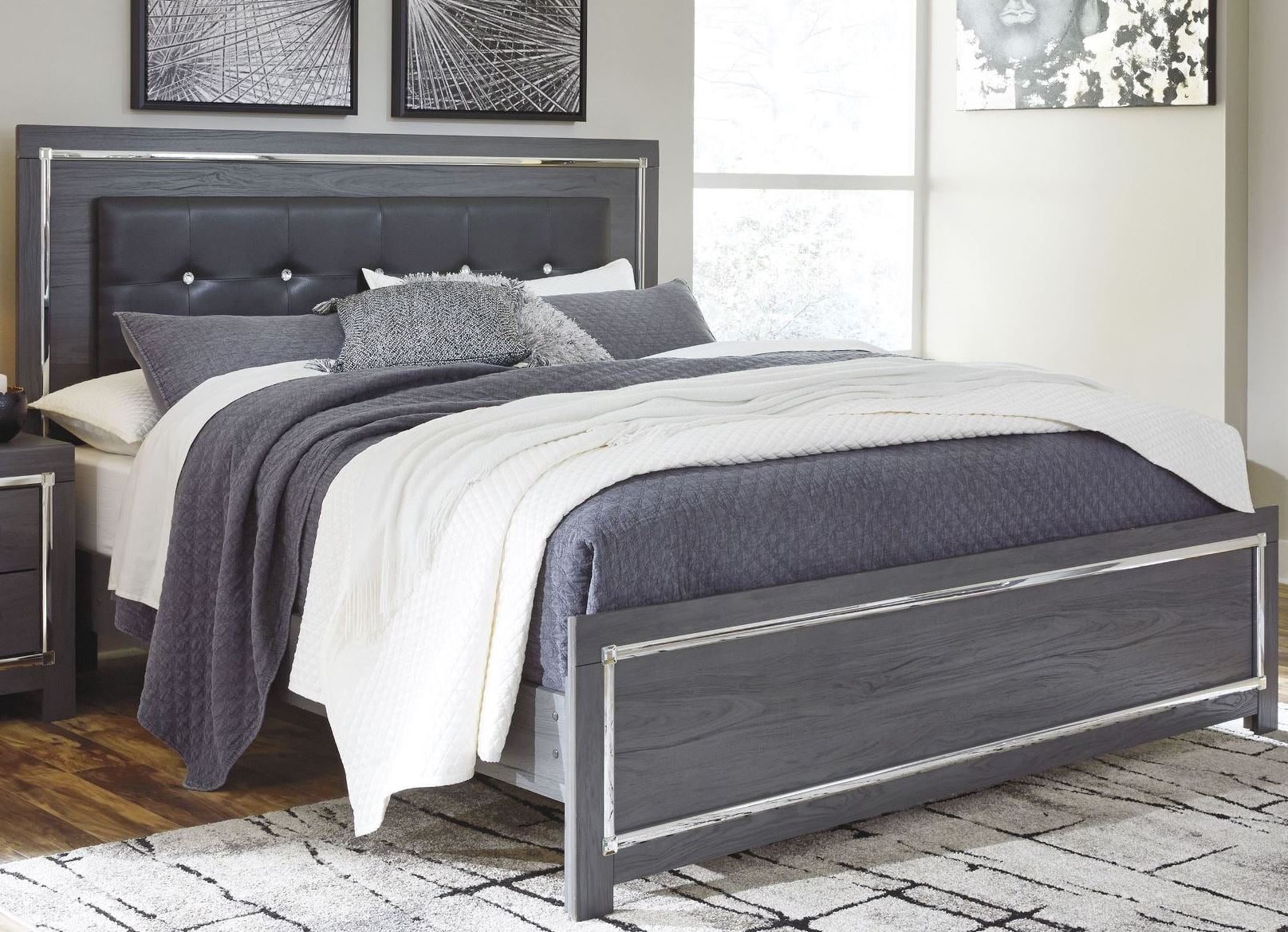 Lodanna Gray King Upholstered Panel Bed by Ashley Furniture 1StopBedrooms