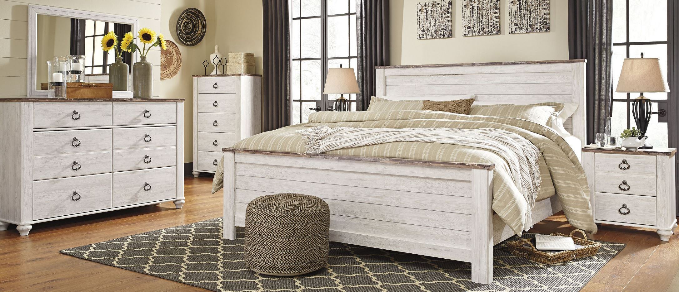 Willowton Whitewash Panel Bedroom Set