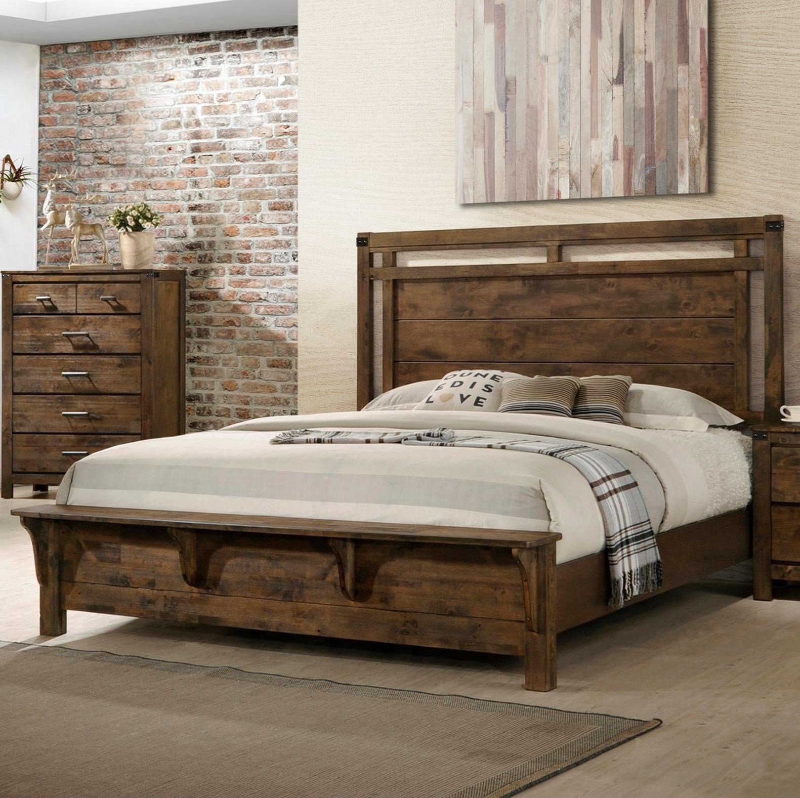 Crown Mark Furniture Curtis King Panel Bed in Rustic | 1StopBedrooms