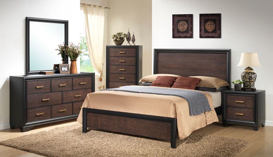 Prelude Honey Black Panel Bedroom Set - 1StopBedrooms.