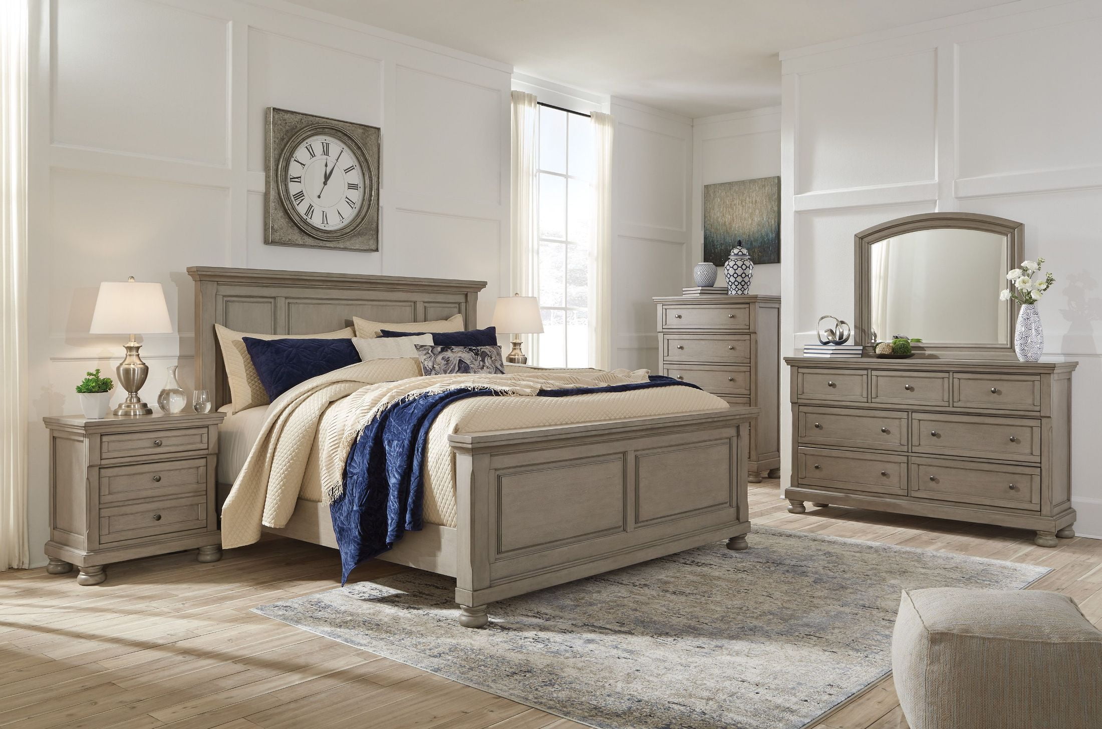 Lettner Light Gray Panel Bedroom Set by Ashley Furniture | 1StopBedrooms