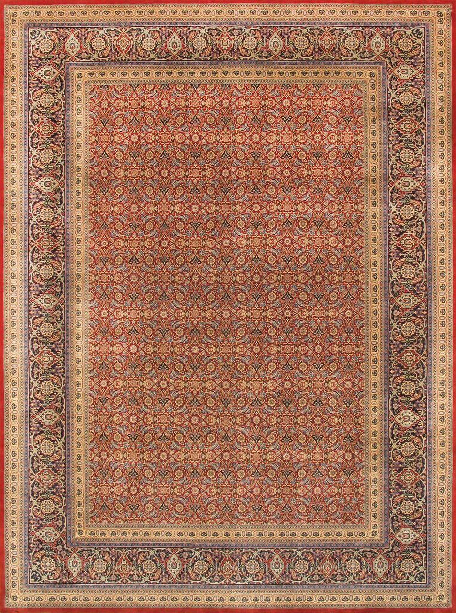 Baku Collection Hand-Knotted Lamb's Wool Area Rug- 8' x 8' In Rust and ...
