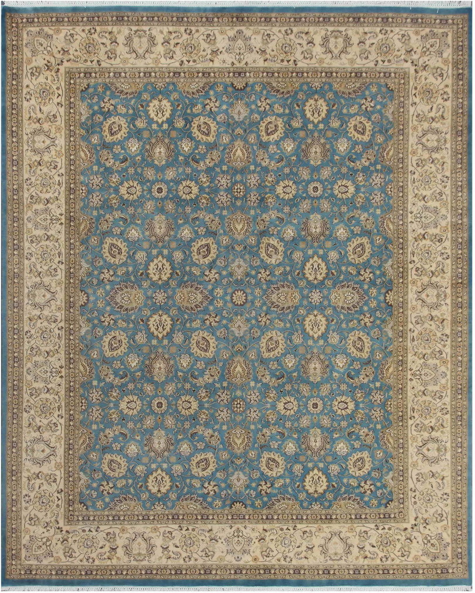 Baku Collection Hand-Knotted Lambs Wool Area Rug In Light Blue and ...