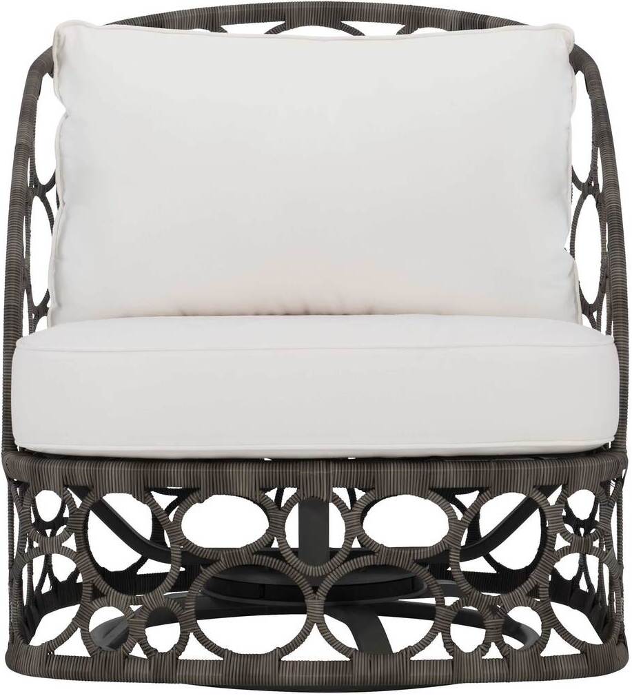 Bali Outdoor Swivel Chair In White and Cream by Bernhardt 1StopBedrooms