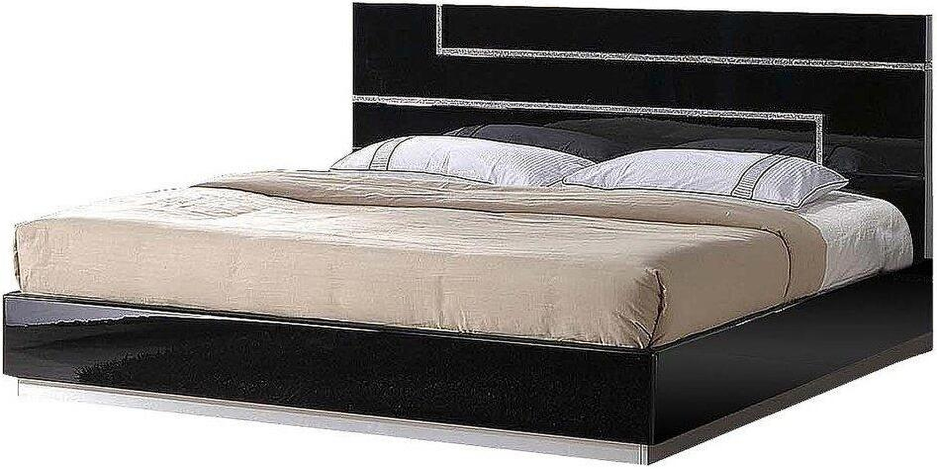 Barcelona Poplar Wood California King Platform Bed In Black High Gloss ...