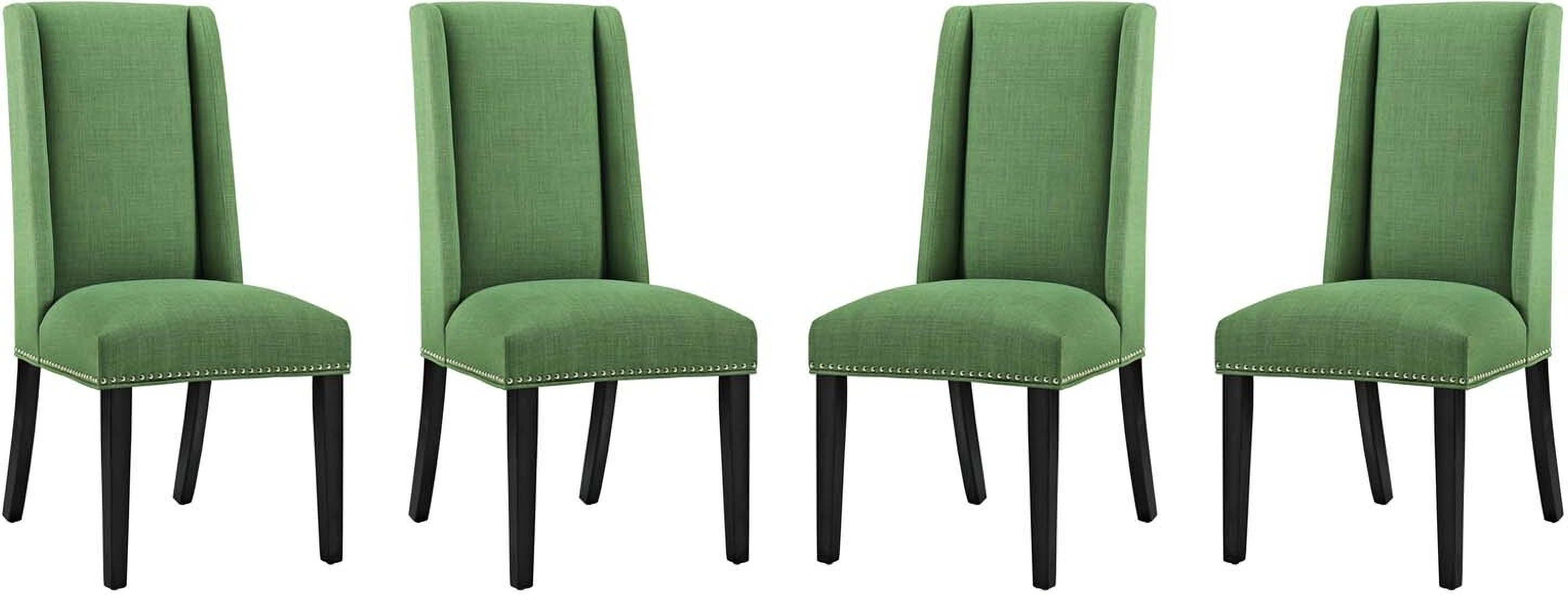 set of 4 green dining chairs