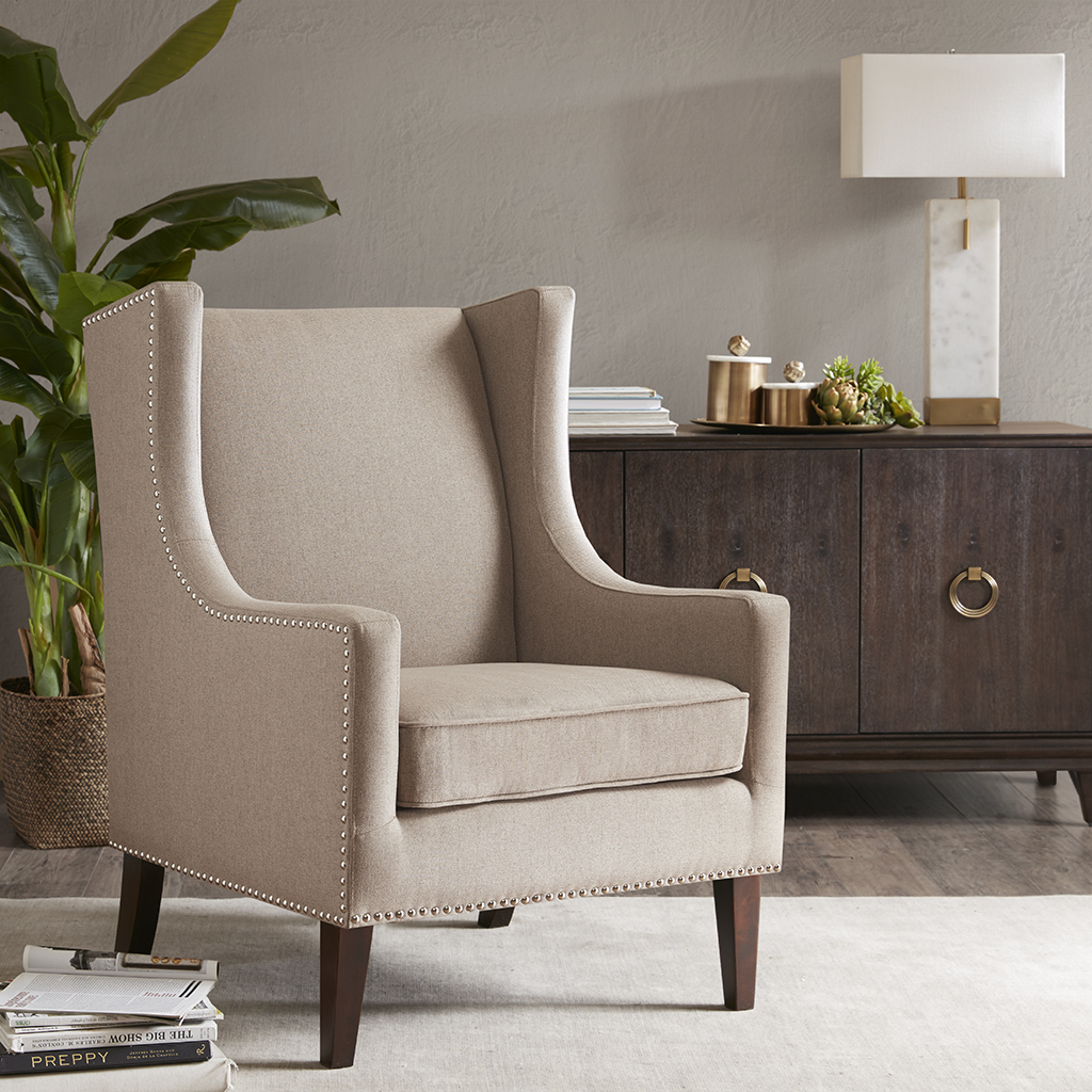 Taupe best sale wingback chair