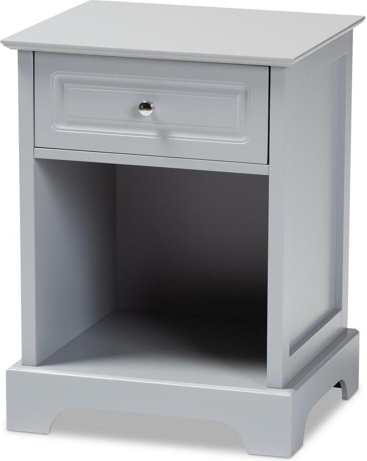 Baxton Studio Chase Modern Transitional Light Grey Finished 1 Drawer Wood Nightstand 1stopbedrooms