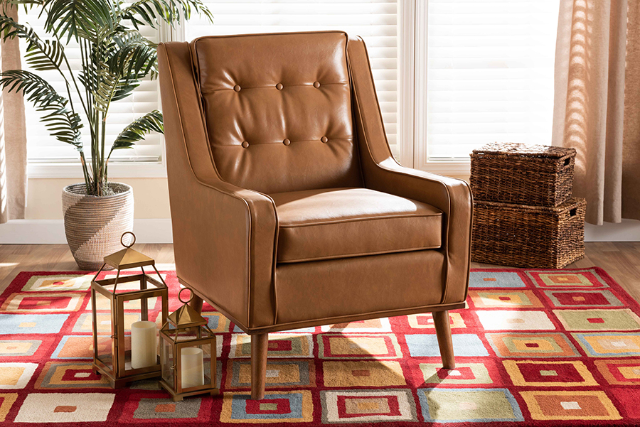 Baxton Studio Daley Modern And Contemporary Tan Faux Leather