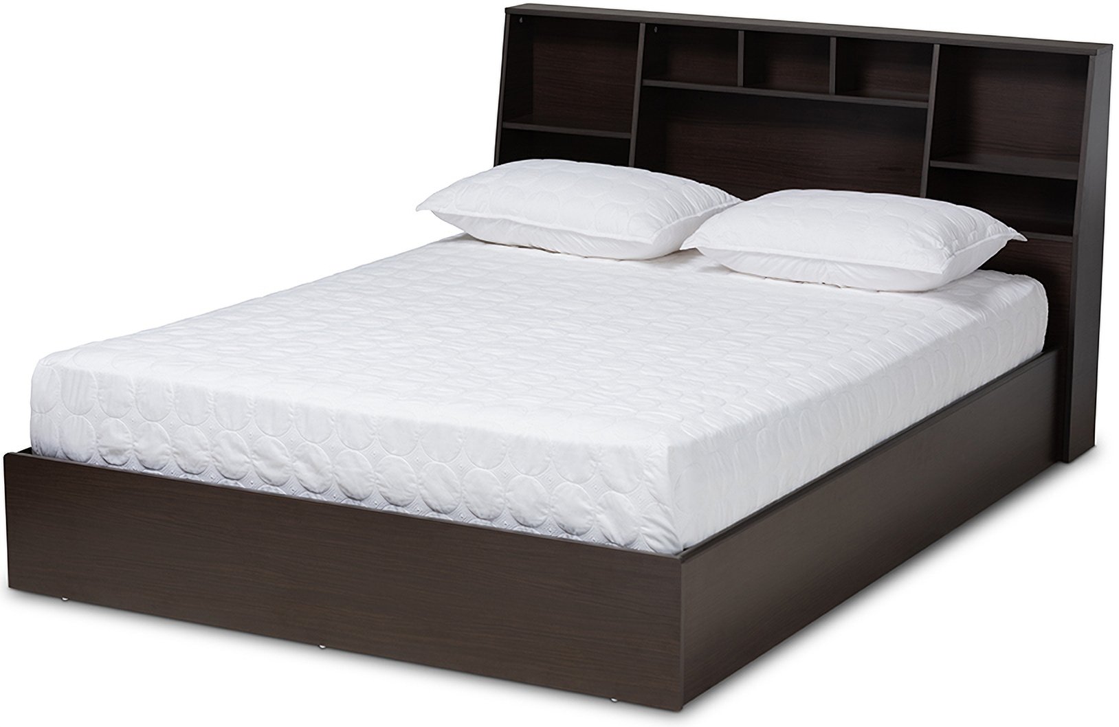 Baxton Studio Geoffrey Modern and Contemporary Dark Brown Finished Wood Queen Size Platform Storage Bed with Shelves Baxton Studio Geoffrey Modern and Contemporary Dark Brown Finished Wood Queen Size Platform Storage Bed with Shelves