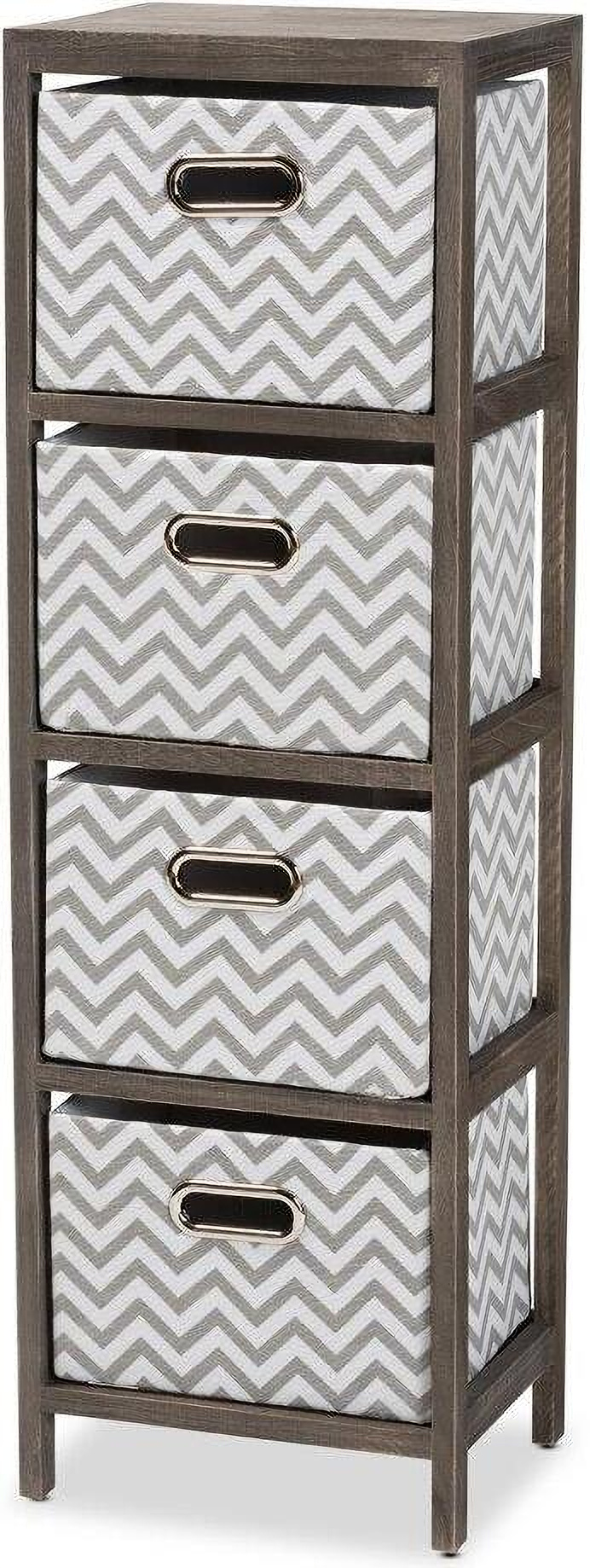 Baxton Studio Jorah Grey and White Tallboy Storage Cabinet with 4