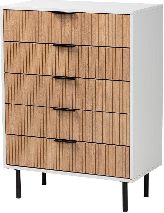 Baxton Studio Karima Mid Century Modern Two Tone White and Natural