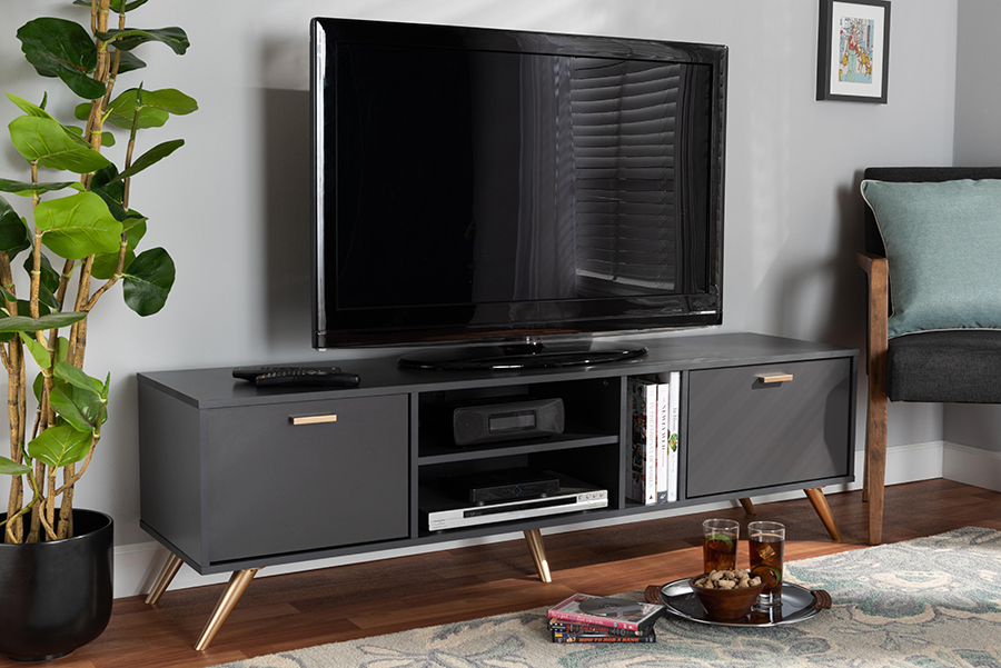 Contemporary Entertainment Center in Nature and Onyx