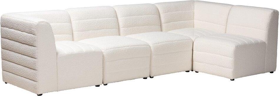 Baxton Studio Maya Modern White Boucle Fabric 5 Piece Modular