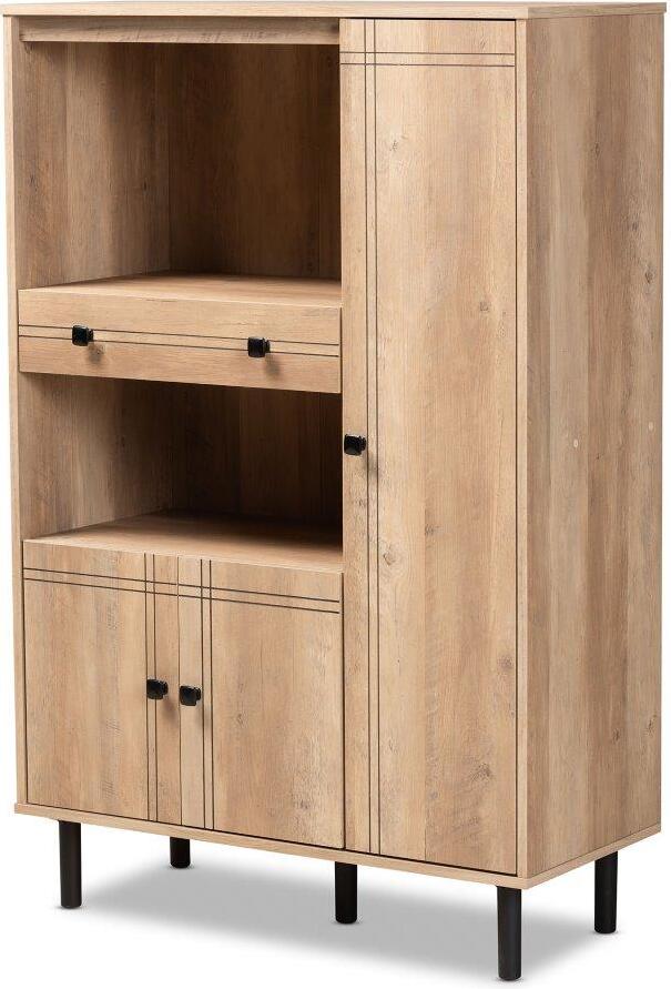 Shop Zentra Oak Brown Finished Wood 2-Door Storage Cabinet with Glass Doors, Buffets & Cabinets