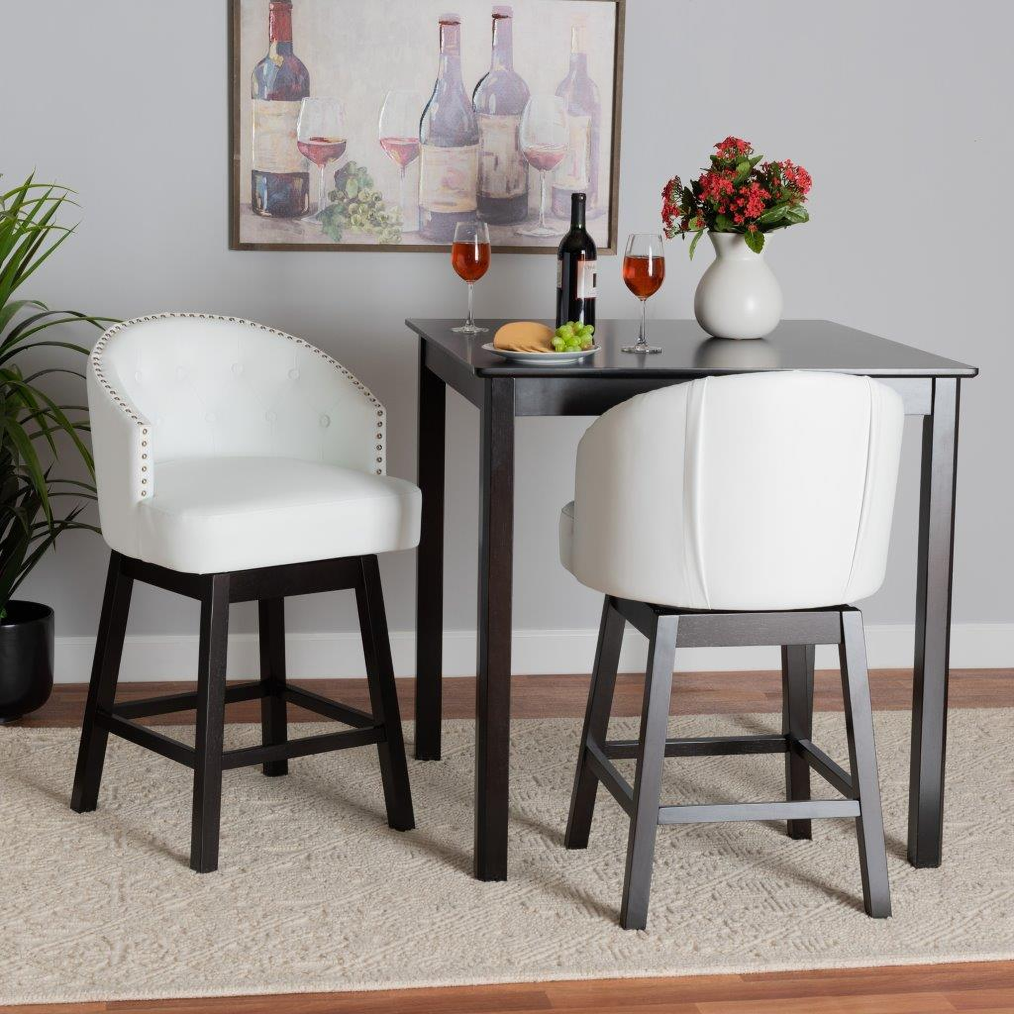 Baxton Studio Theron Mid-Century Transitional White Faux
