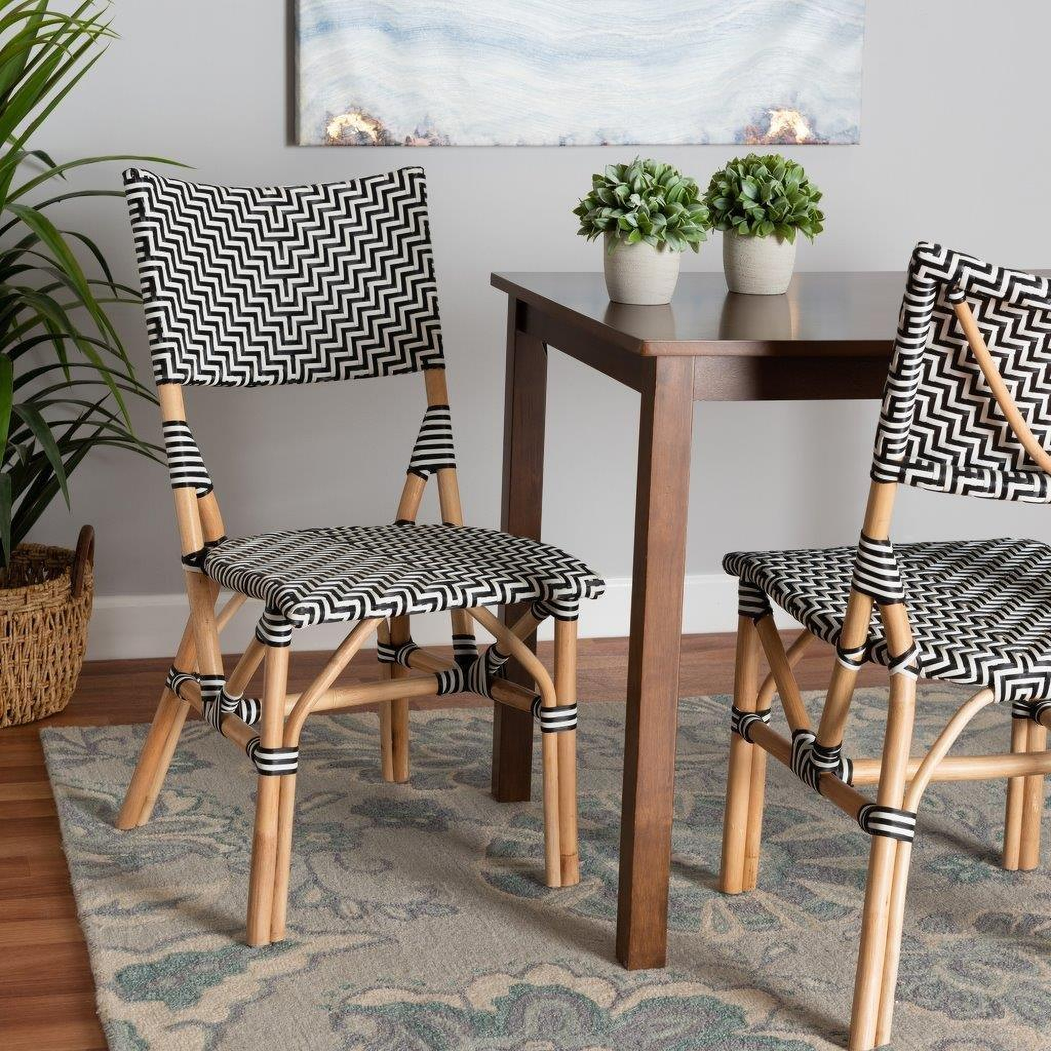 Black and natural rattan chair hot sale