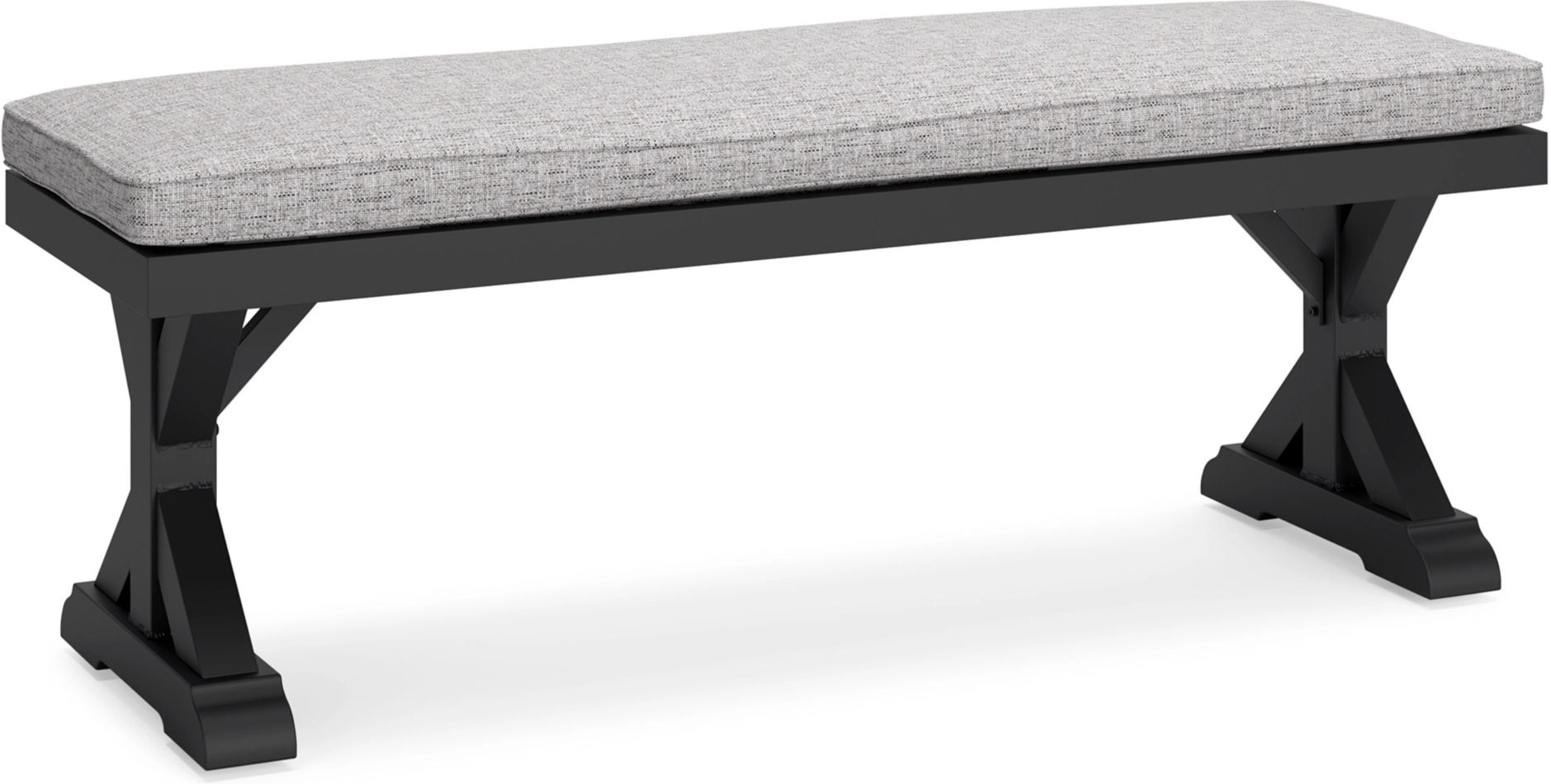 Beachcroft Outdoor Bench with Cushion - Black/Light Gray Beachcroft Outdoor Bench with Cushion - Black/Light Gray