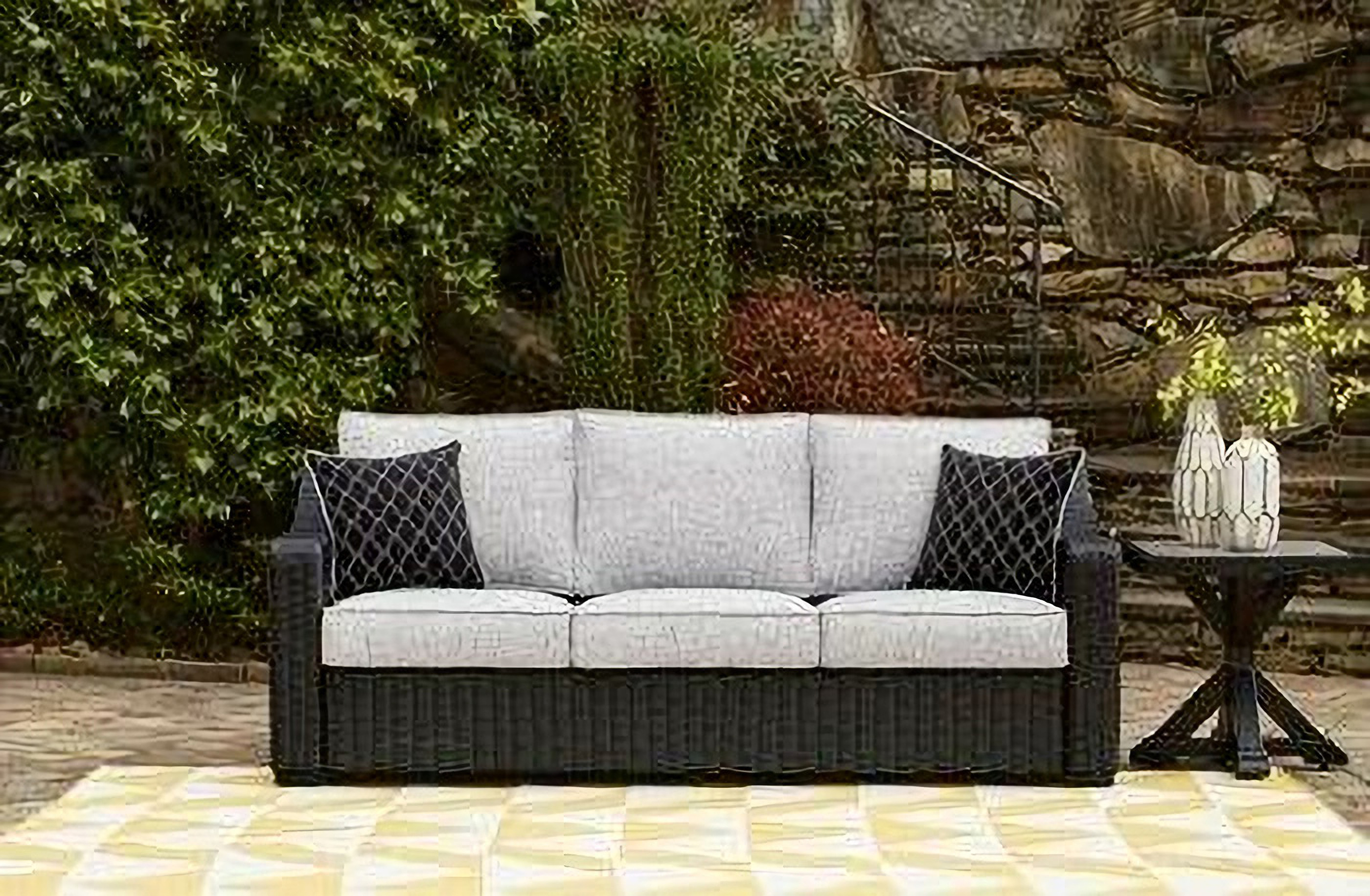Beachcroft Outdoor Sofa with Cushion - Black/Light Gray Beachcroft Outdoor Sofa with Cushion - Black/Light Gray