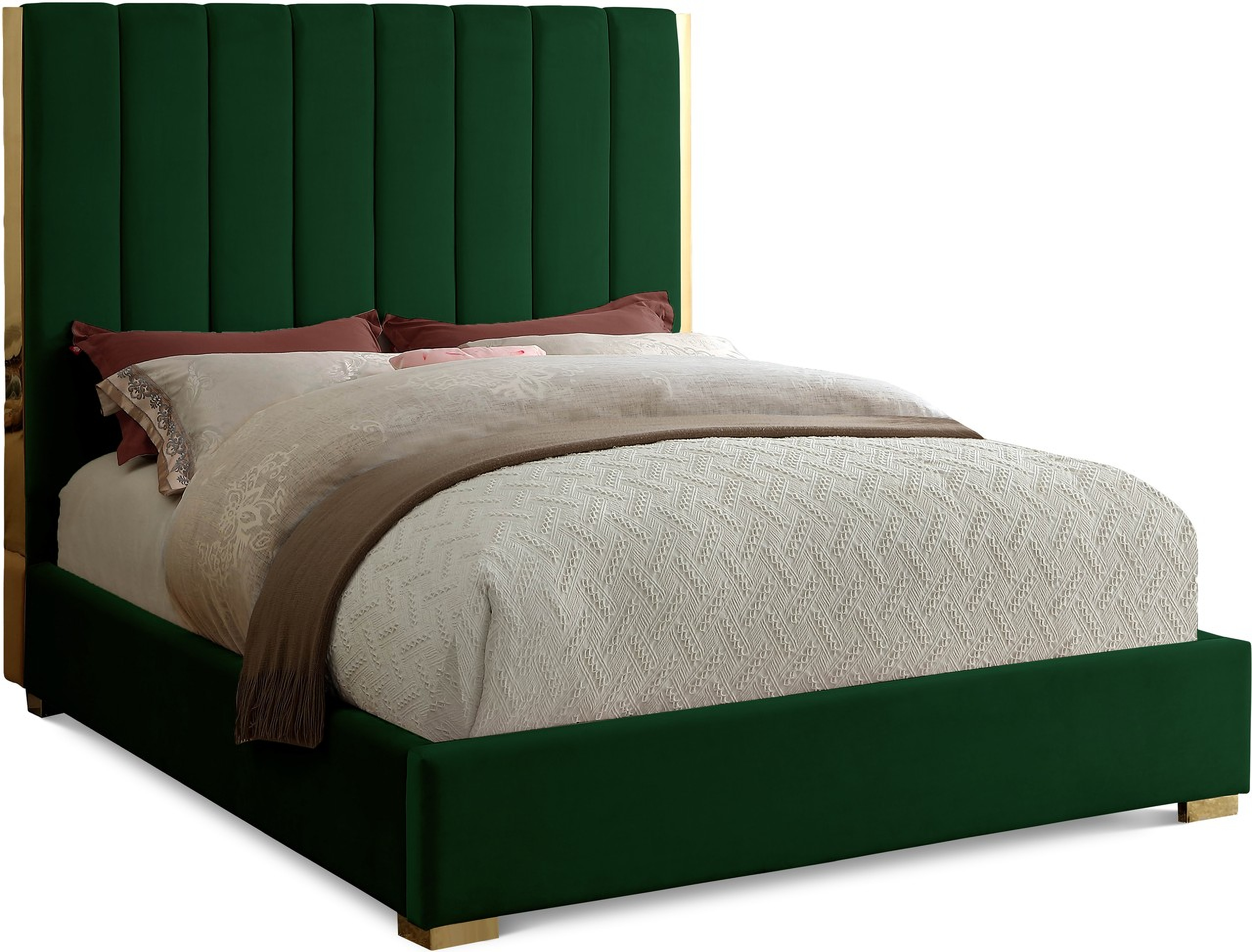 Becca Velvet King Bed In Green by Meridian | 1StopBedrooms