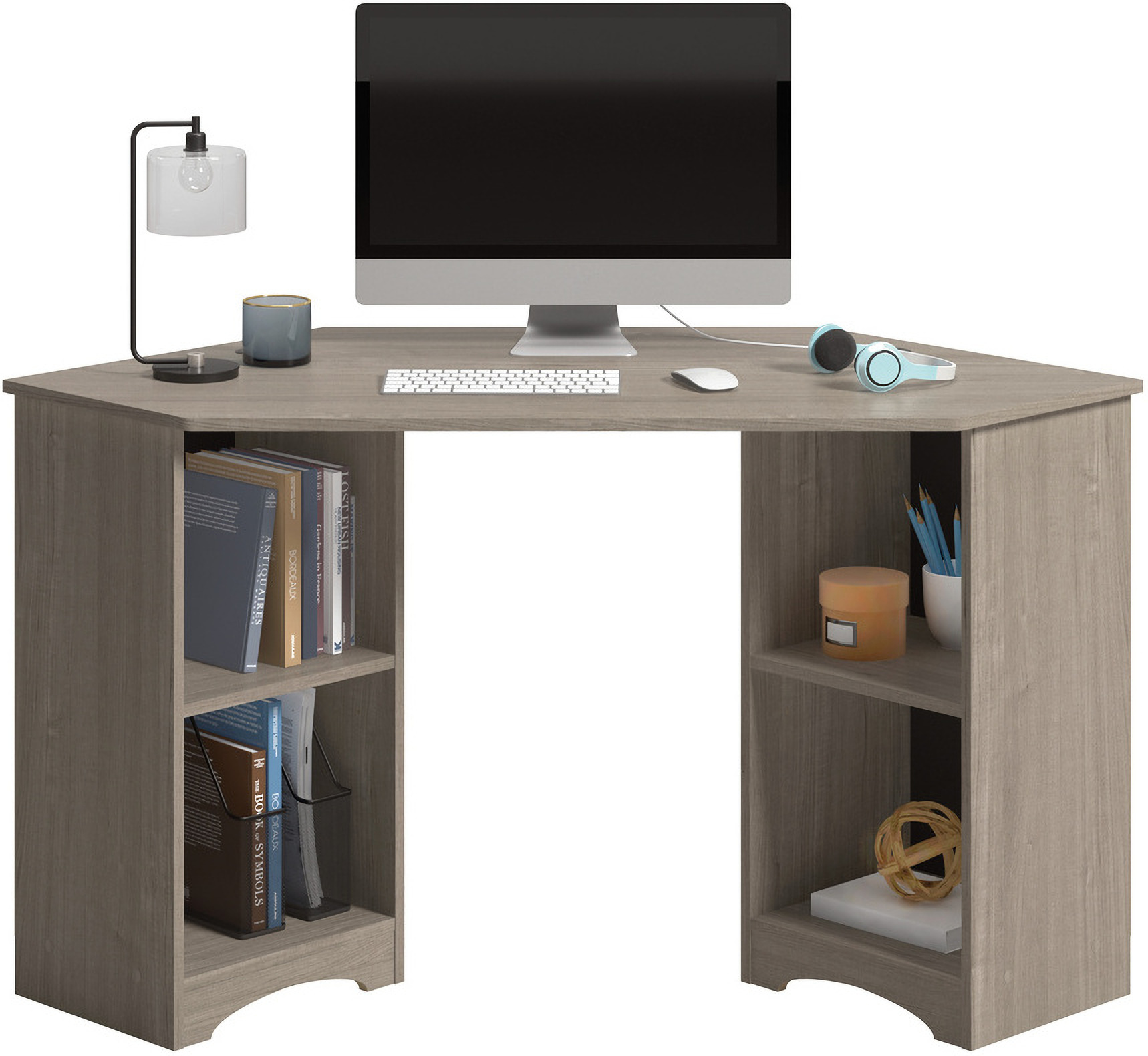 Beginnings Corner Desk Silver Sycamore Sauder
