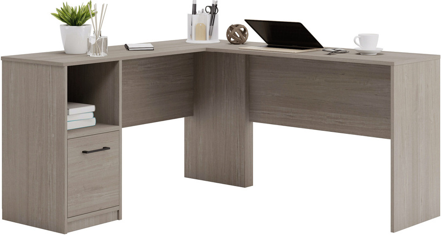 Sauder International Lux L-Desk - Umber Wood